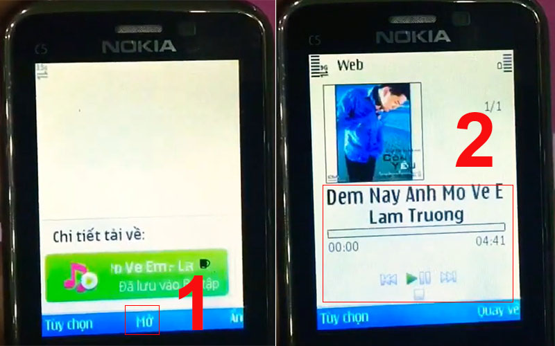 B&agrave;i h&aacute;t đ&atilde; được tải về điện thoại